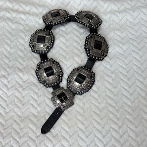 Roper Black and Silver Concho Belt